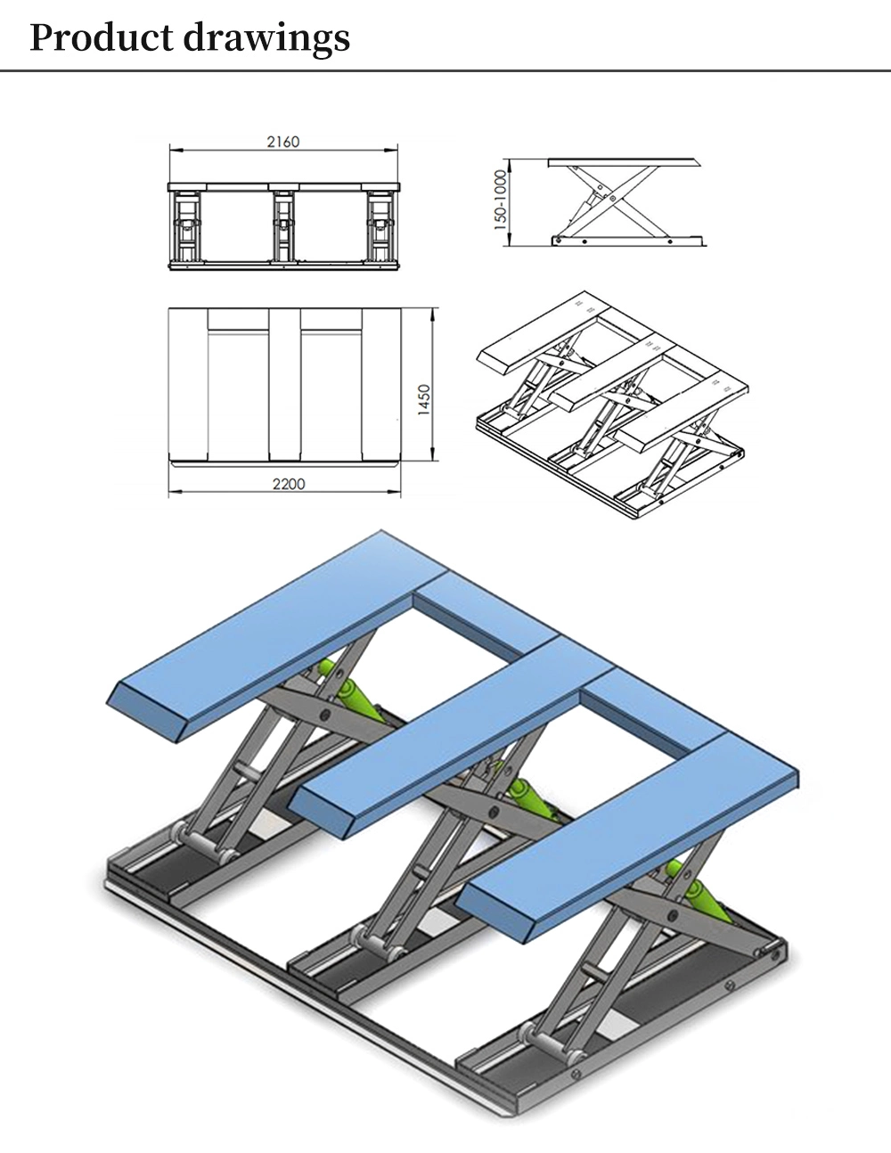 1~3 Ton Electric Hydraulic Scissor Lift Table for Sale